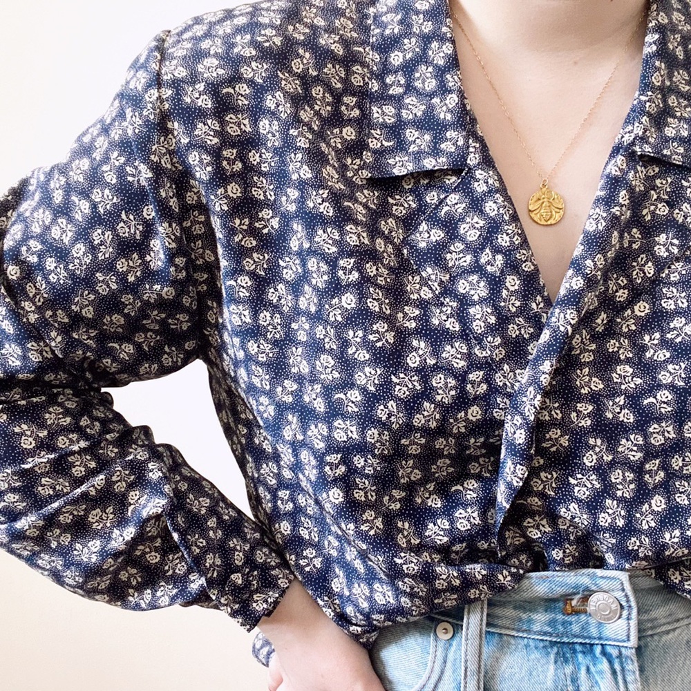 Vintage 70’s Floral Cottagecore Button Down Blouse